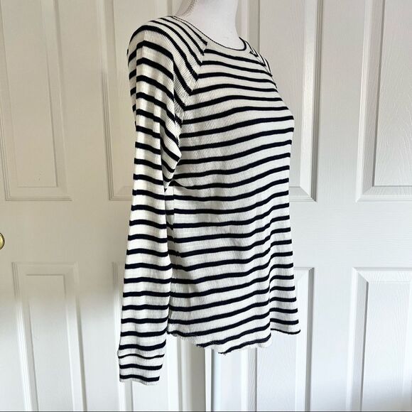 TREASURE & BOND Striped Long Sleeve Thermal Top Navy XS - Picture 4 of 7